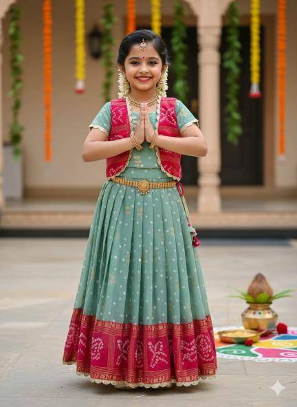 Pavitra Ugadi Silk Blue Children clothing supplier in Delhi